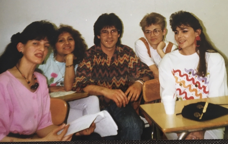 Photo of Alvaro Gonzalez and his classmates in the ESL Intensive program in the 1990s