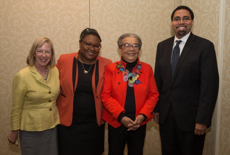 Rhode Island Kids Count Executive Director Elizabeth Burke Bryant, Raymonde Charles, Marian Wright Edelman and John King, former U.S. Secretary of Education in Obama administration.