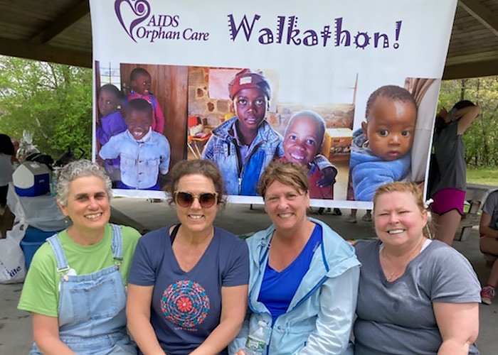 Nursing faculty gathered for a walkathon to raise money for AIDS Orphan Care