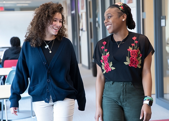 Destiny Zepeda chats with Assistant Director of Student Support Services Mackenzie Williams