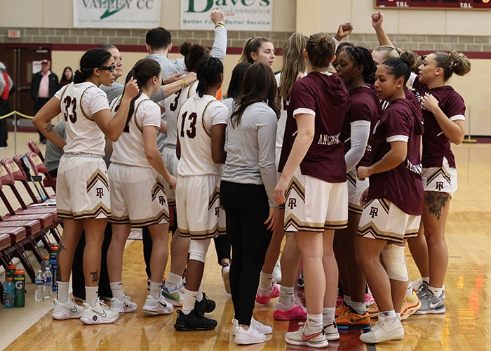 Women's basketball team on the court