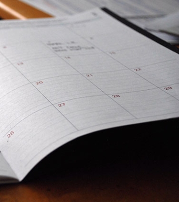 Calendar/planner open on desk