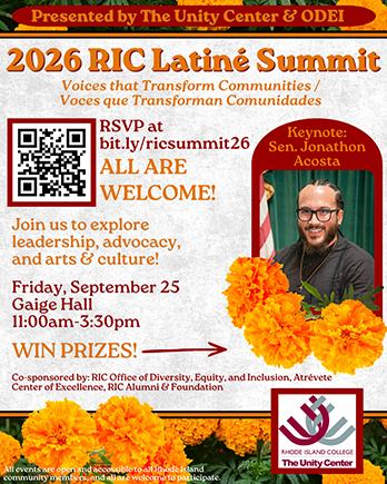 2026 RIC Latiné Summit Poster: Voices that Transform Communities