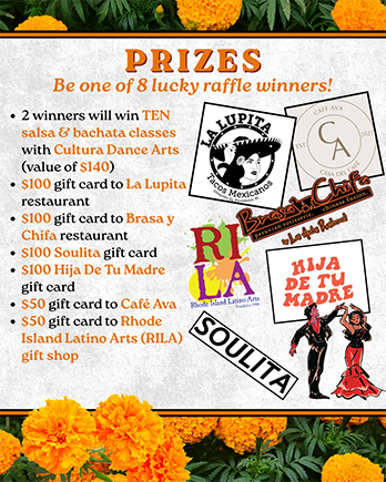 Raffle prizes poster for Latiné Summit