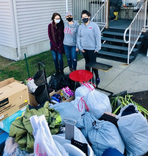 Veteran Students at donation site