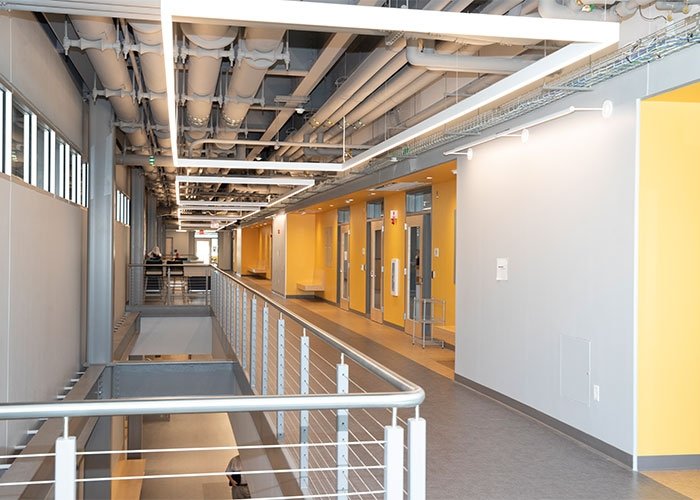 Faculty member in office in Clarke Science