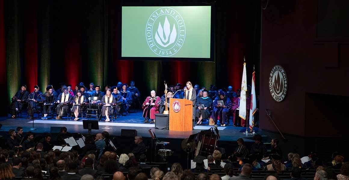 Cap and Gown ceremony inside Roberts Hall