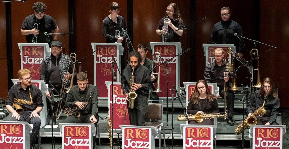 Students playing in RIC Jazz concert