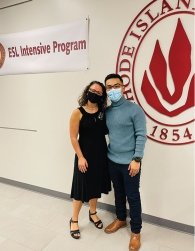 Bryan Soto and Laura Faria-Tancinco at his ESL graduation