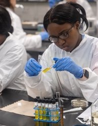 Student in science lab