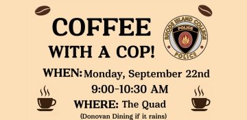 Coffee with a Cop - Campus police logo and coffee cups