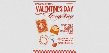 RICovery Valentine's Day showing hearts, bracelets and cards