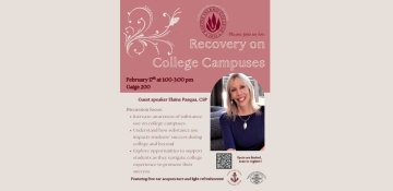 Elaine Pasqua, CSP lectures on Recovery on College Campuses