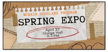 McNair Scholars Program with a torn notebook paper on a corkboard background.