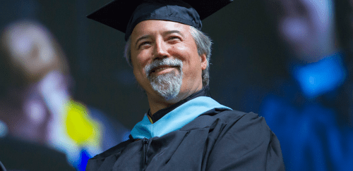 Man in graduation robes