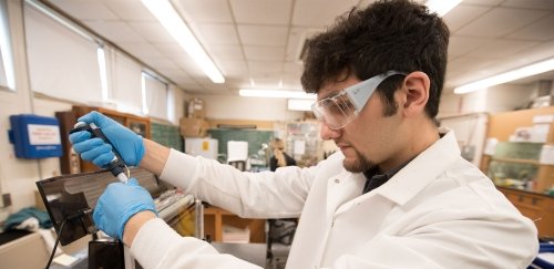 Male student in lab