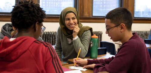 Prof. of math works with middle school students