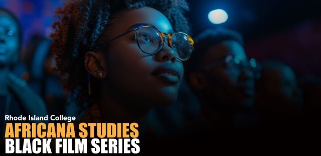 Poster of Black students in theatre gazing up at film