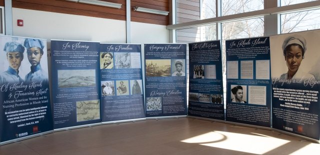 Poster presentation in lobby of nursing wing