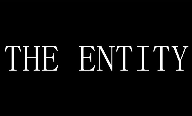 Film title The Entity- while letters on black background