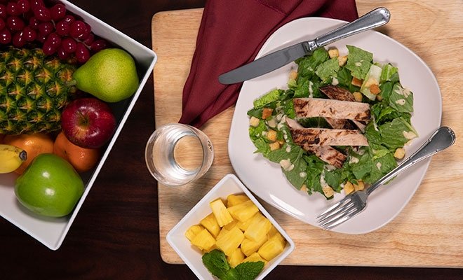 Health foods - fruits, salad