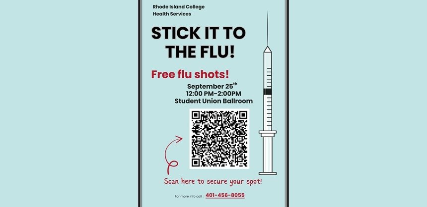 Flu shot clinic with QR code and syringe
