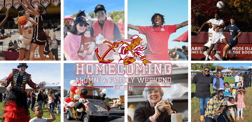 Photo collage of homecoming images, with homecoming logo on top
