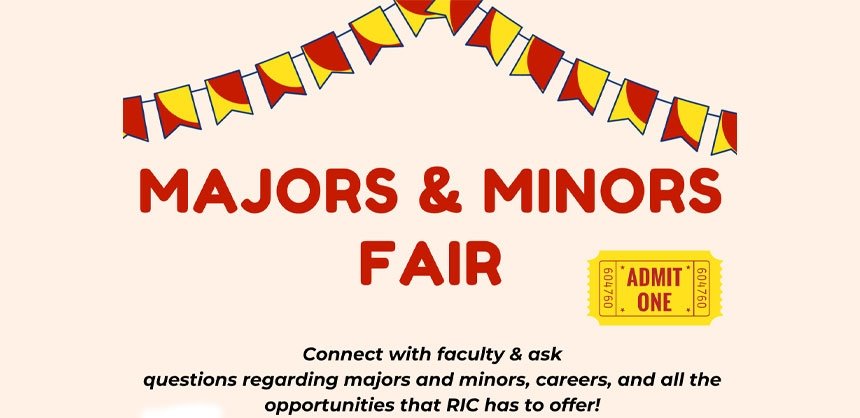 Majors & Minors Fair with gold and burgundy banner and ticket stub